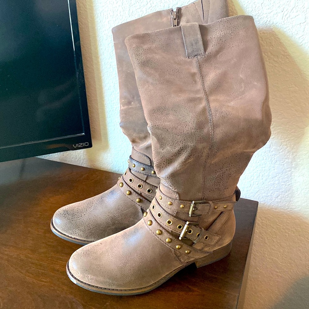 Unr8ed Brown Suede Zip Knee Boots Sz 8